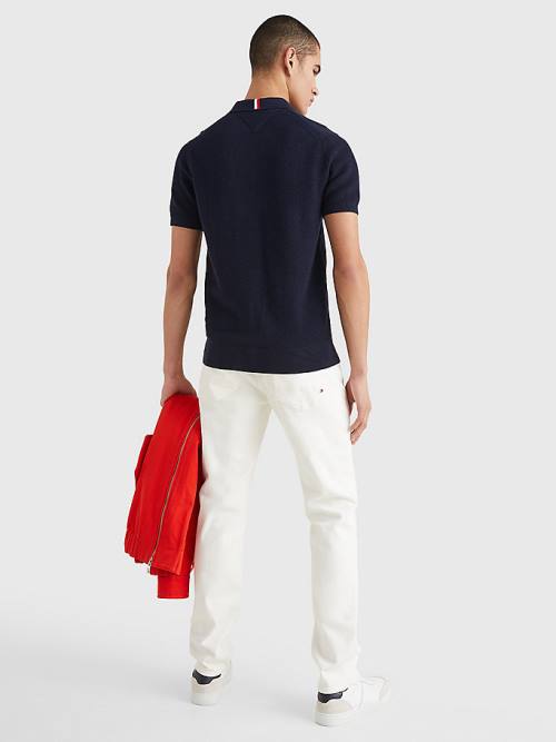 Tommy Hilfiger Pure Cotton Signature Detail Polo Moški Puloverji Modra | TH453VNI