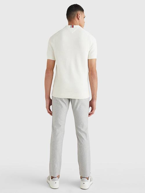 Tommy Hilfiger Pure Cotton Signature Detail Polo Moški Puloverji Bela | TH739NCQ