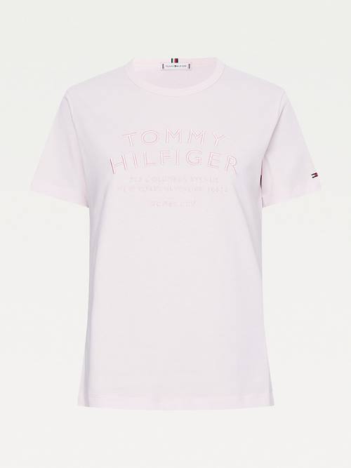 Tommy Hilfiger Pure Organic Cotton Embroidery Ženske Majice Roza | TH920KFR