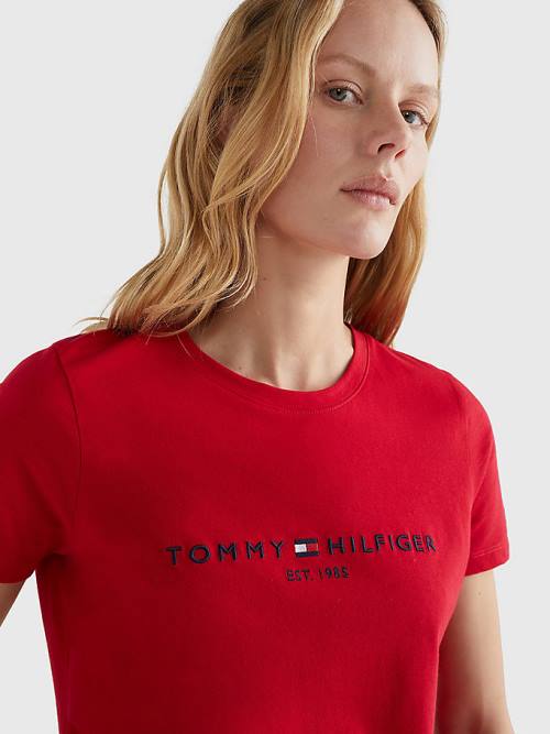 Tommy Hilfiger Pure Organic Cotton Logo Ženske Majice Rdeča | TH096VXW