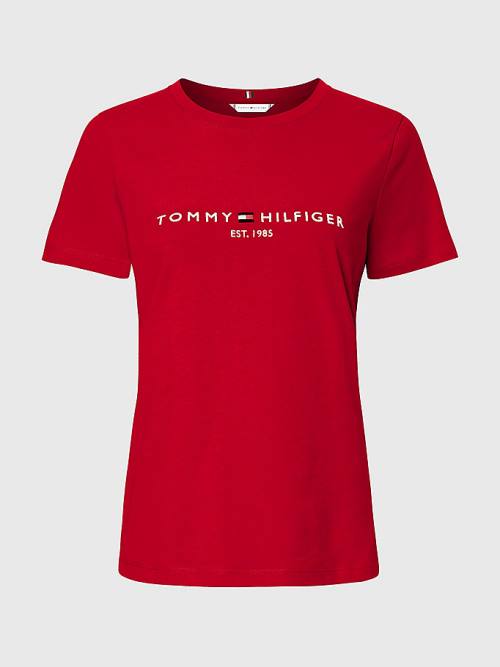 Tommy Hilfiger Pure Organic Cotton Logo Ženske Majice Rdeča | TH096VXW