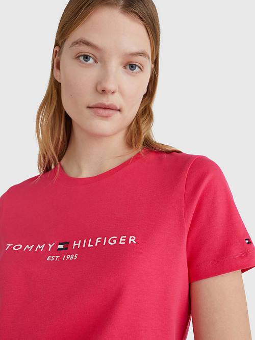 Tommy Hilfiger Pure Organic Cotton Logo Ženske Majice Roza | TH169MJQ