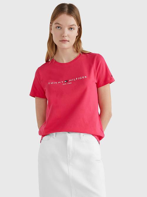 Tommy Hilfiger Pure Organic Cotton Logo Ženske Majice Roza | TH169MJQ