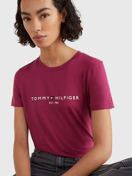 Tommy Hilfiger Pure Organic Cotton Logo Ženske Majice Rdeča | TH489MOG