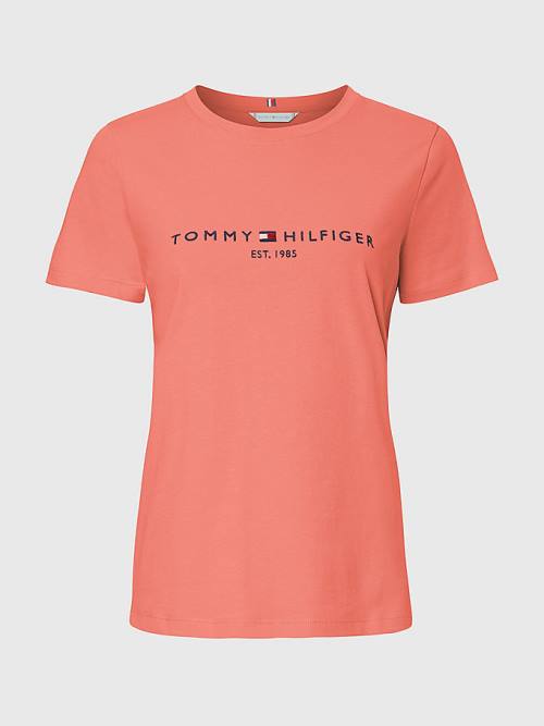 Tommy Hilfiger Pure Organic Cotton Logo Ženske Majice Rdeča | TH650NZS