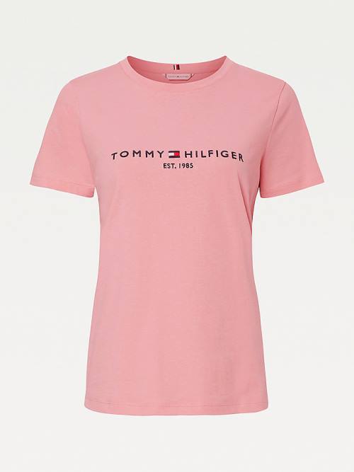 Tommy Hilfiger Pure Organic Cotton Logo Ženske Majice Roza | TH724OJG