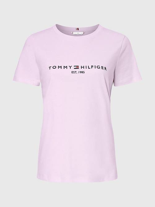 Tommy Hilfiger Pure Organic Cotton Logo Ženske Majice Vijolična | TH762STN