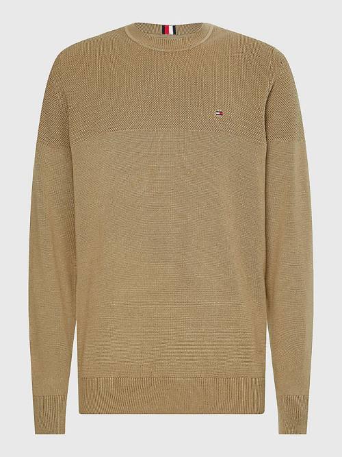 Tommy Hilfiger Pure Supima Cotton Flag Embroidery Jumper Moški Puloverji Rjav | TH183CWX