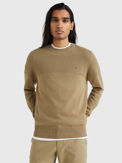 Tommy Hilfiger Pure Supima Cotton Flag Embroidery Jumper Moški Puloverji Rjav | TH183CWX