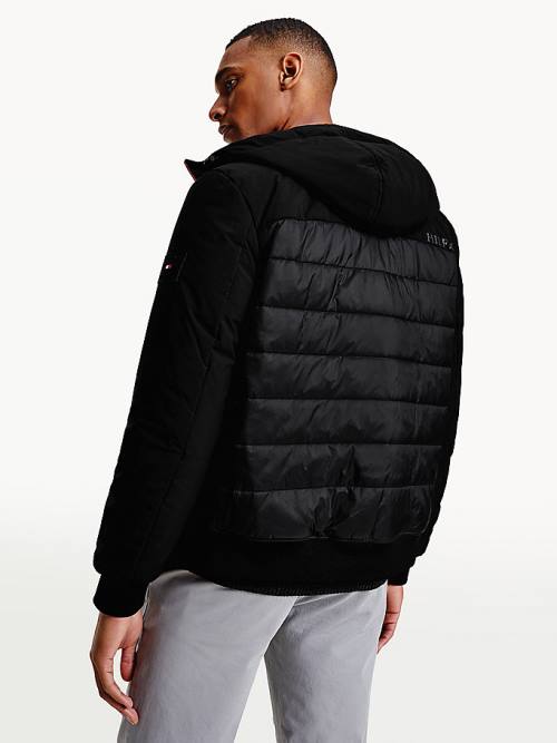 Tommy Hilfiger Quilted Panel Hooded Moški Jakne Črna | TH052GKX