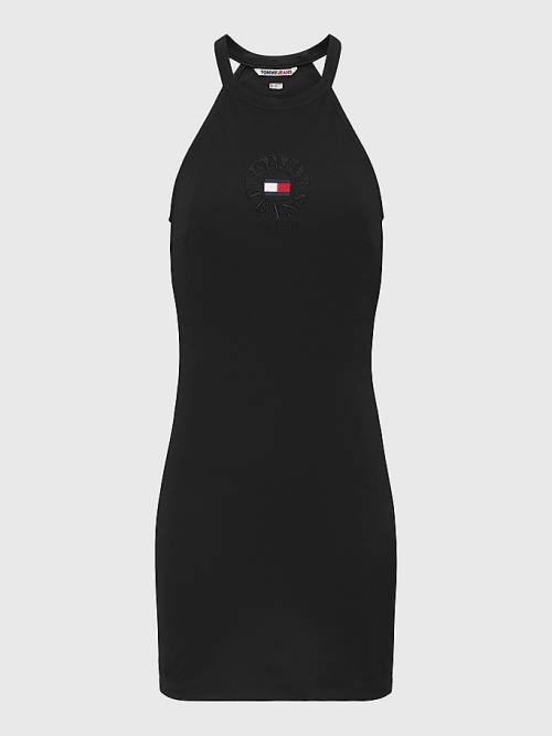 Tommy Hilfiger Racerback Bodycon Ženske Obleke Črna | TH579JPK