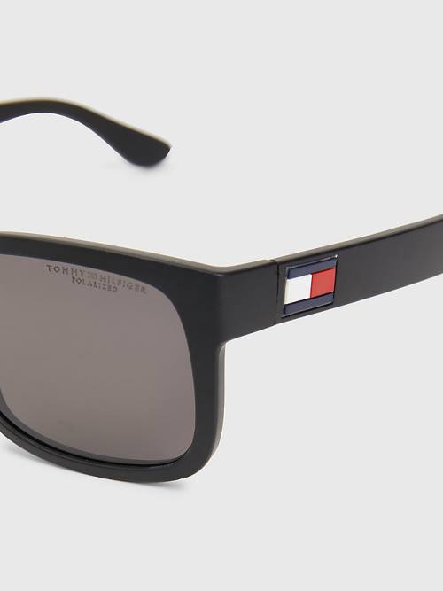 Tommy Hilfiger Rectangular Frame Moški Sončna Očala Črna | TH785IEB