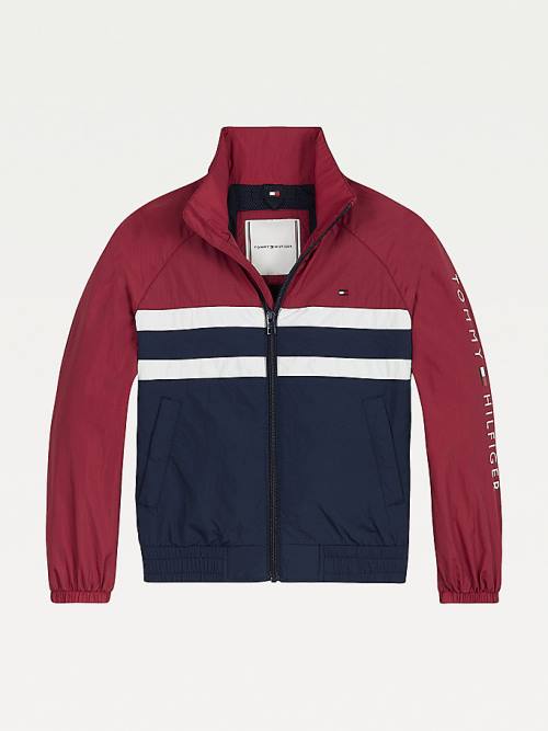 Tommy Hilfiger Recycled Colour-Blocked Track Dekleta Jakne Rdeča | TH107VBK