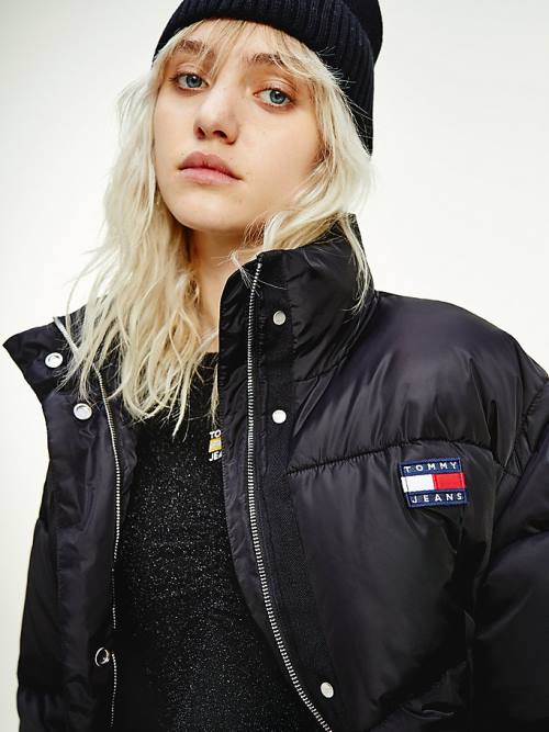 Tommy Hilfiger Recycled Convertible Cropped Vest Puffer Ženske Jakne Črna | TH389MNO