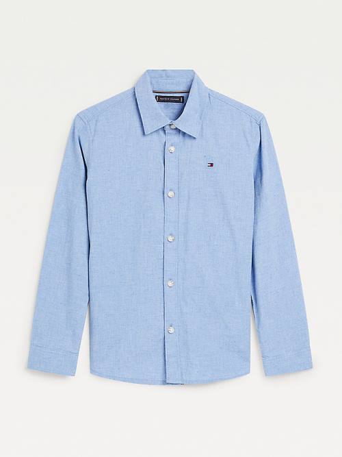 Tommy Hilfiger Recycled Cotton Chambray Back Logo Fantje Srajce Modra | TH026CDA