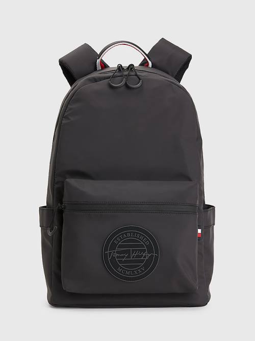 Tommy Hilfiger Recycled Polyester Signature Logo Backpack Moški Torbice Črna | TH648CXB