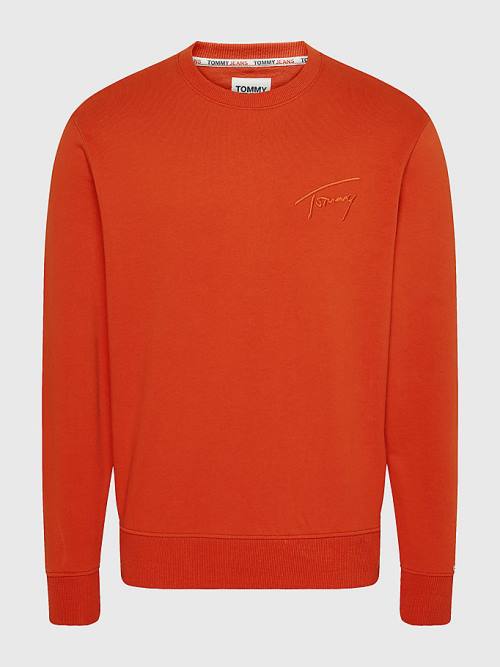 Tommy Hilfiger Recycled Signature Logo Relaxed Moški Pulover Rdeča | TH620TZR