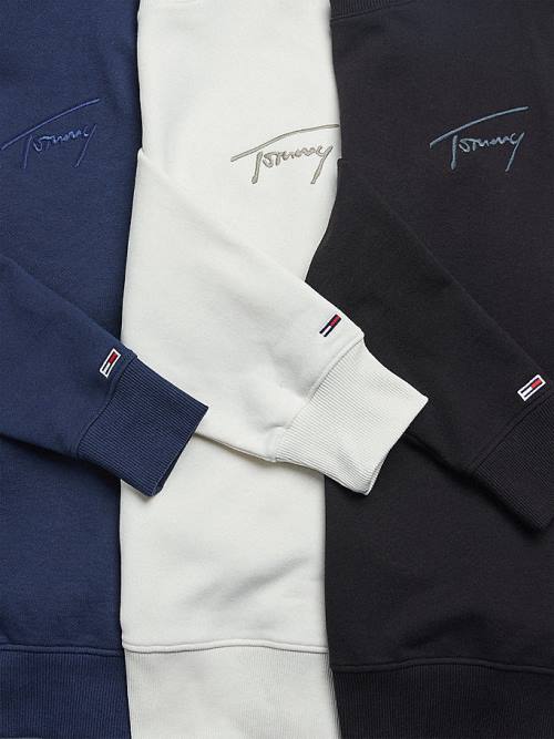 Tommy Hilfiger Recycled Signature Logo Relaxed Moški Pulover Modra | TH760IGZ