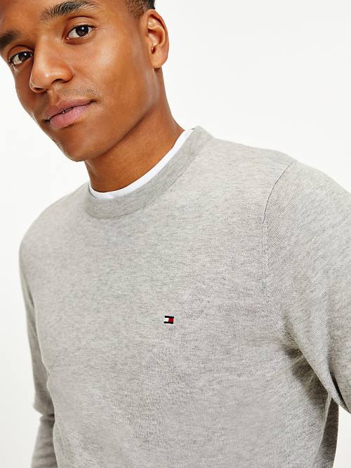 Tommy Hilfiger Regular Fit Crew Neck Jumper Moški Puloverji Siva | TH874ODR