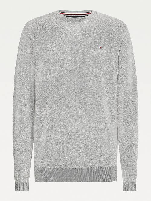 Tommy Hilfiger Regular Fit Crew Neck Jumper Moški Puloverji Siva | TH874ODR