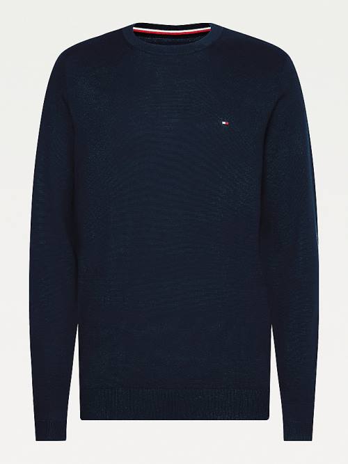 Tommy Hilfiger Regular Fit Crew Neck Jumper Moški Puloverji Modra | TH985NGO