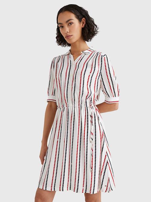 Tommy Hilfiger Relaxed Dot Fit & Flare Ženske Obleke Bela | TH102MIN