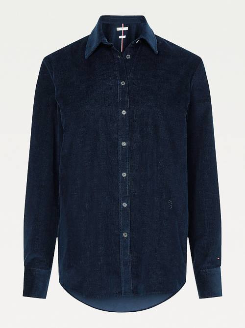 Tommy Hilfiger Relaxed Fit Corduroy Ženske Srajce Modra | TH302SZP