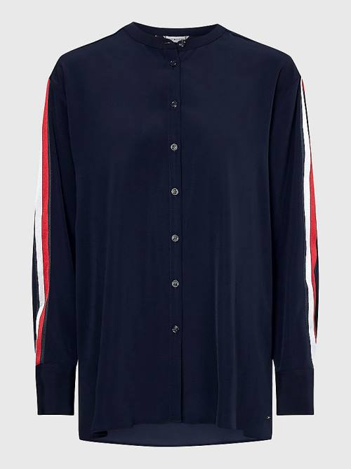 Tommy Hilfiger Relaxed Fit Crepe Ženske Bluza Modra | TH605FRW