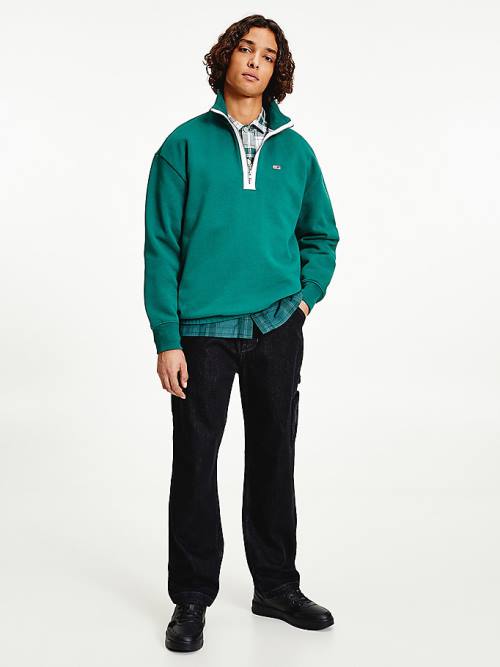 Tommy Hilfiger Relaxed Fit Half-Zip Fleece Moški Pulover Zelena | TH371XNO