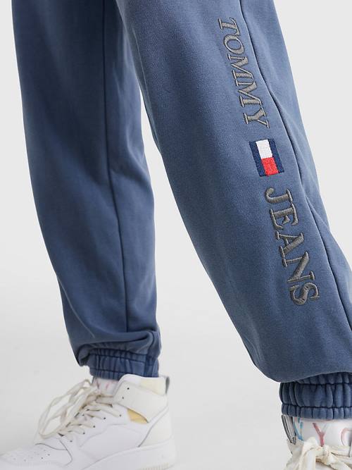 Tommy Hilfiger Relaxed Fit Logo Joggers Ženske Hlače Modra | TH057XHD