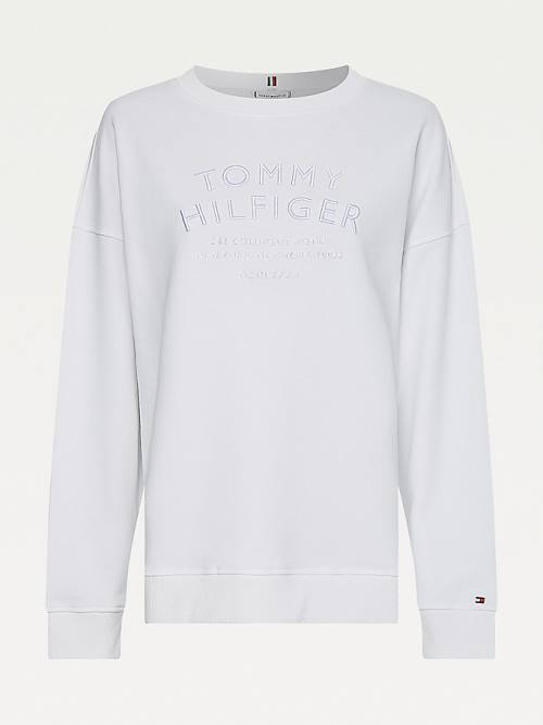 Tommy Hilfiger Relaxed Fit Text Embroidery Ženske Pulover Bela | TH512UHN