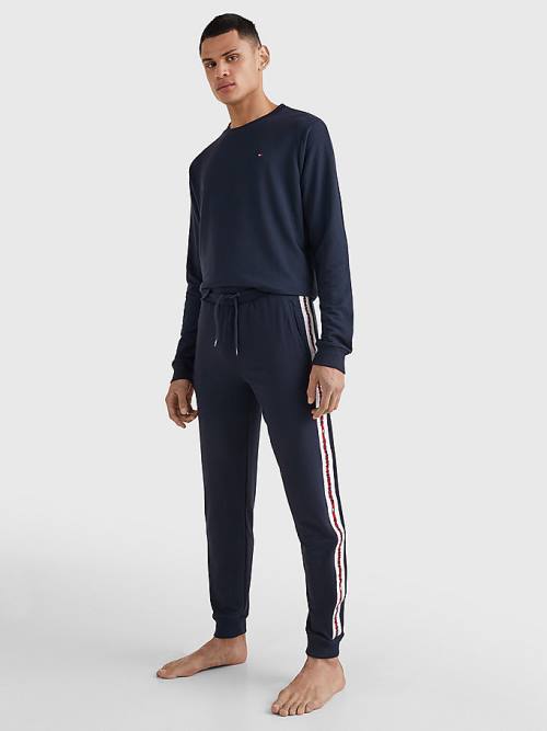 Tommy Hilfiger Repeat Logo Drawstring Joggers Moški Pižama Modra | TH132NPE