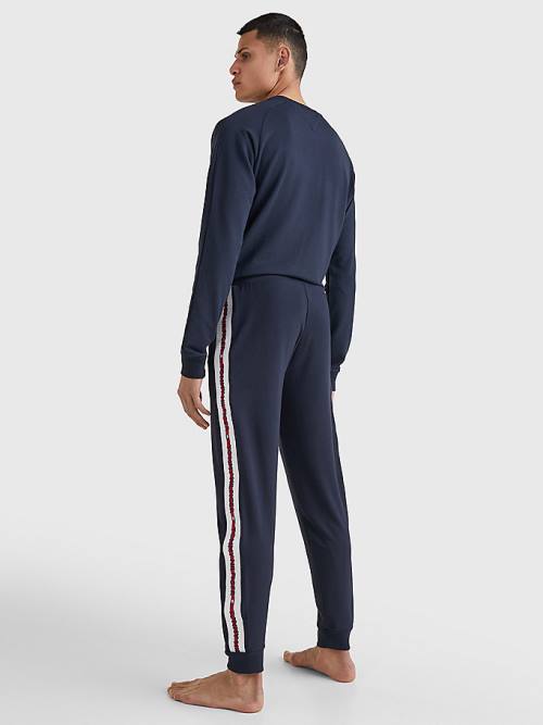 Tommy Hilfiger Repeat Logo Drawstring Joggers Moški Pižama Modra | TH132NPE