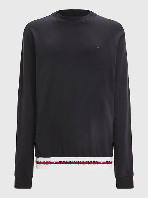 Tommy Hilfiger Repeat Logo Track Sweatshirt Moški Pižama Črna | TH082SIO