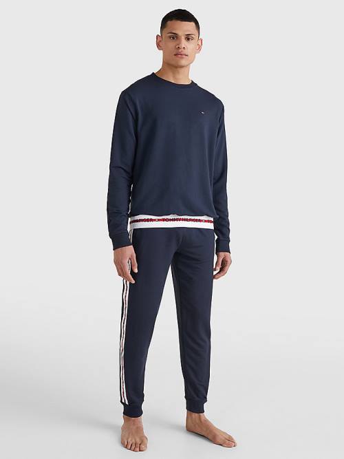 Tommy Hilfiger Repeat Logo Track Sweatshirt Moški Pižama Modra | TH579HKV