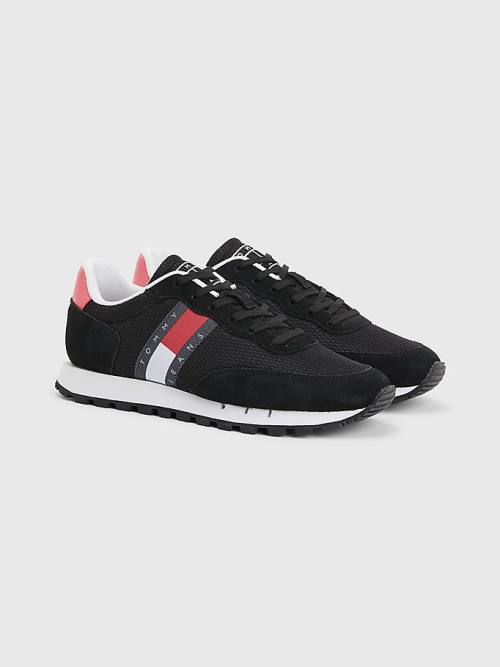 Tommy Hilfiger Retro Mixed Texture Runner Ženske Superge Črna | TH430TUR