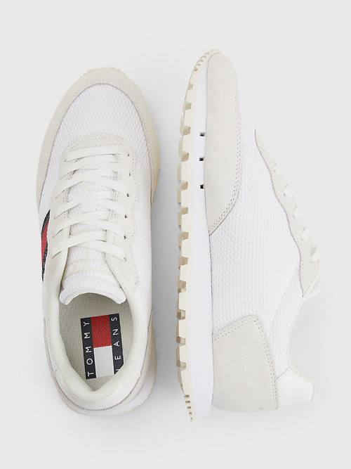 Tommy Hilfiger Retro Mixed Texture Runner Ženske Superge Bela | TH610HYQ