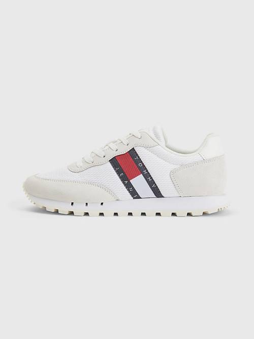 Tommy Hilfiger Retro Mixed Texture Runner Ženske Superge Bela | TH610HYQ