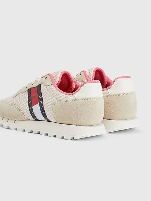 Tommy Hilfiger Retro Mixed Texture Runner Ženske Superge Bež | TH693XBL