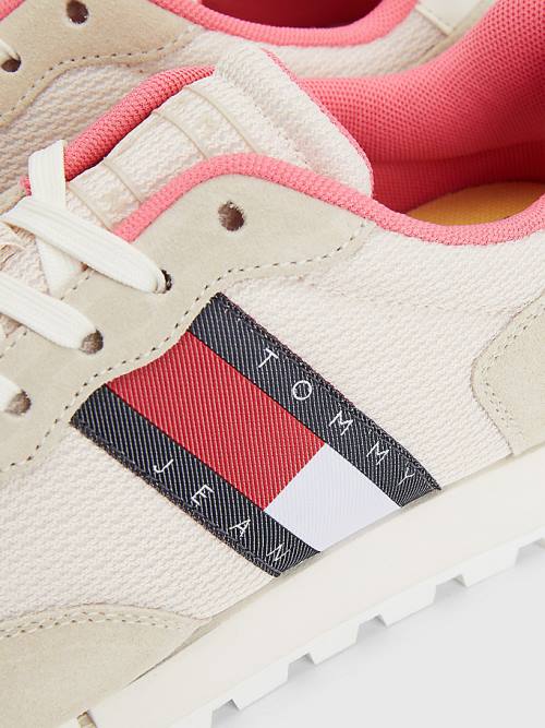 Tommy Hilfiger Retro Mixed Texture Runner Ženske Superge Bež | TH693XBL