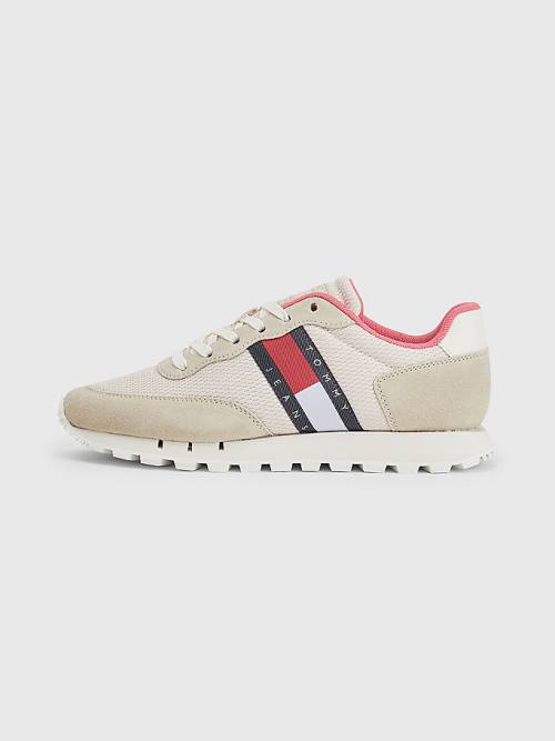 Tommy Hilfiger Retro Mixed Texture Runner Ženske Superge Bež | TH693XBL