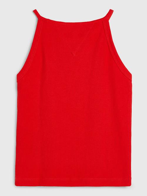 Tommy Hilfiger Rib-Knit Tank Top Dekleta Majice Rdeča | TH742VYM