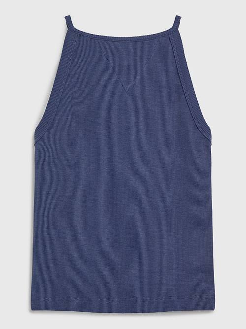 Tommy Hilfiger Rib-Knit Tank Top Dekleta Majice Modra | TH907BCU