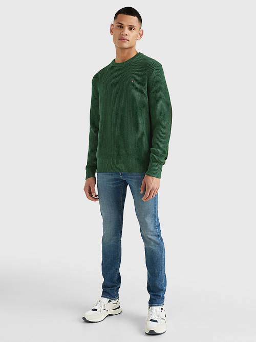 Tommy Hilfiger Ribbed Crew Neck Relaxed Fit Jumper Moški Puloverji Zelena | TH197JCN