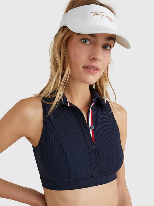 Tommy Hilfiger Ribbed Crop Polo Ženske Kopalke Modra | TH097WGN