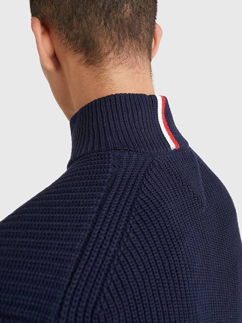 Tommy Hilfiger Ribbed Half-Zip Relaxed Fit Jumper Moški Puloverji Modra | TH652AXK