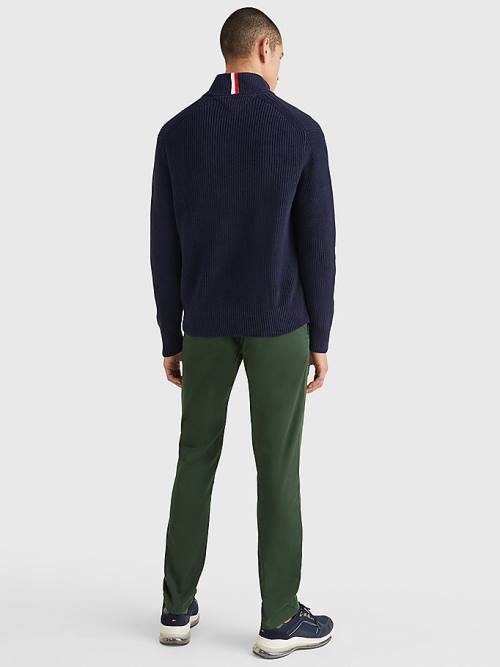 Tommy Hilfiger Ribbed Half-Zip Relaxed Fit Jumper Moški Puloverji Modra | TH652AXK