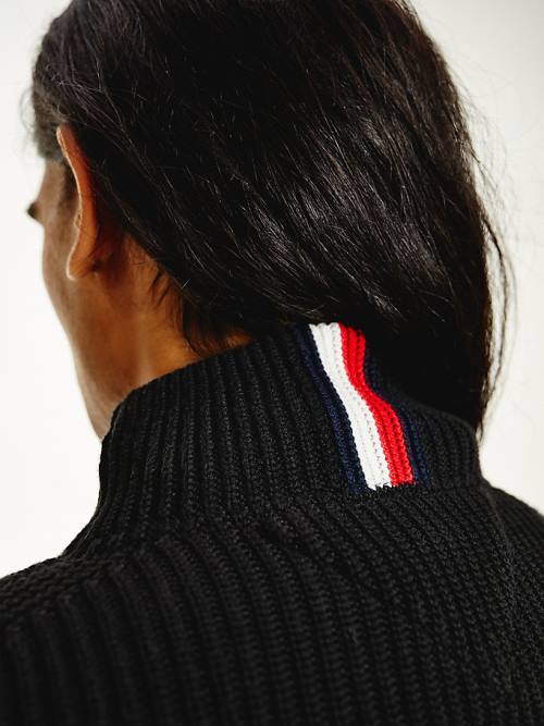 Tommy Hilfiger Ribbed Mock Turtleneck Relaxed Fit Jumper Moški Puloverji Črna | TH286UNP