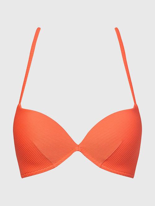 Tommy Hilfiger Ribbed Push Up Bikini Top Ženske Kopalke Rdeča | TH504HWD