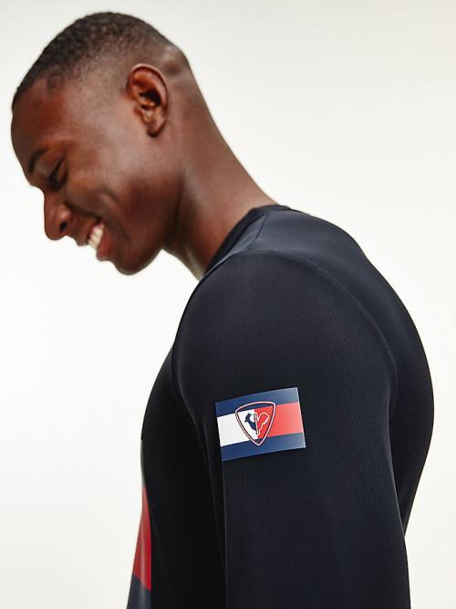 Tommy Hilfiger Rossignol Chest Logo Base Layer Moški Pulover Črna | TH691WIS